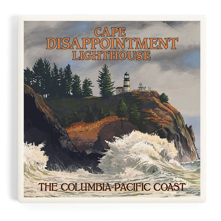 The Columbia-Pacific Coast, Washington, Cape Disappointment Lighthouse, Coasters Coasters Lantern Press Coaster