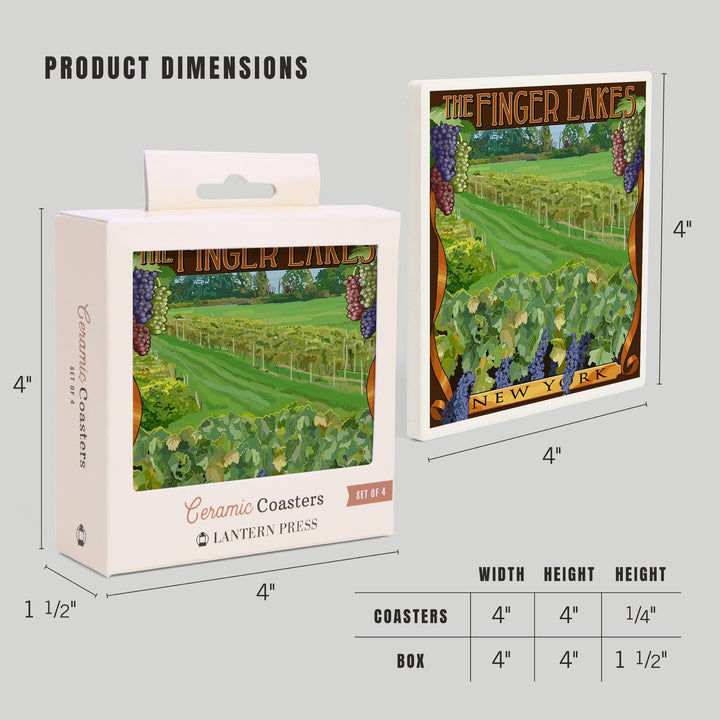 The Finger Lakes, New York, Vineyard Scene, Coasters Coasters Lantern Press