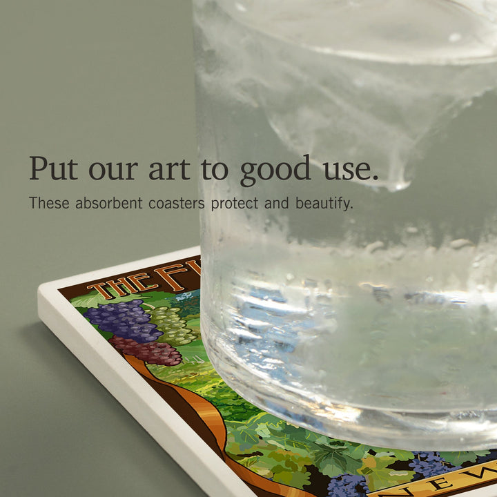 The Finger Lakes, New York, Vineyard Scene, Coasters Coasters Lantern Press