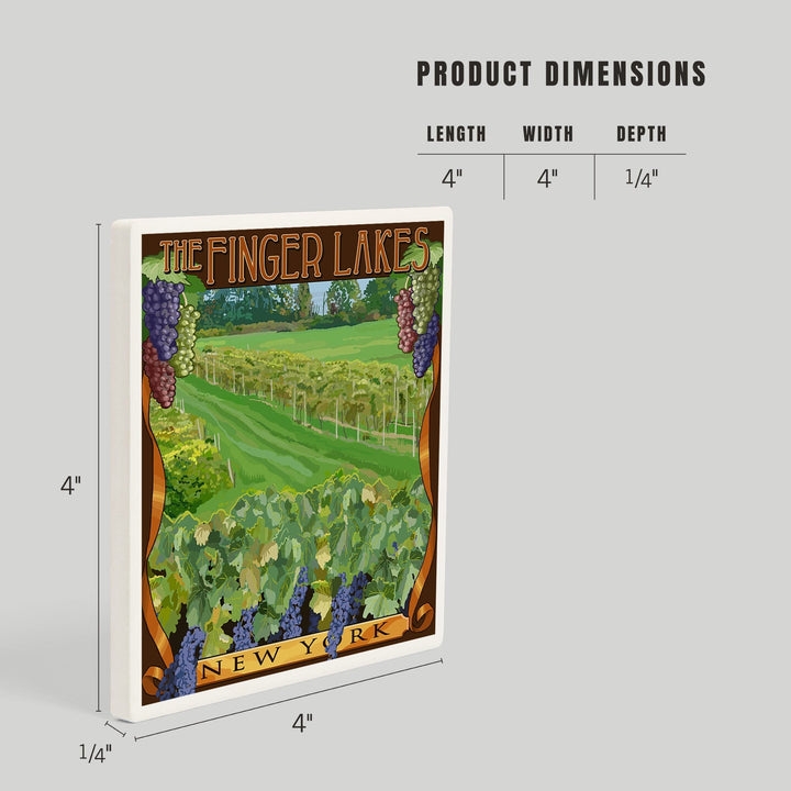 The Finger Lakes, New York, Vineyard Scene, Coasters Coasters Lantern Press