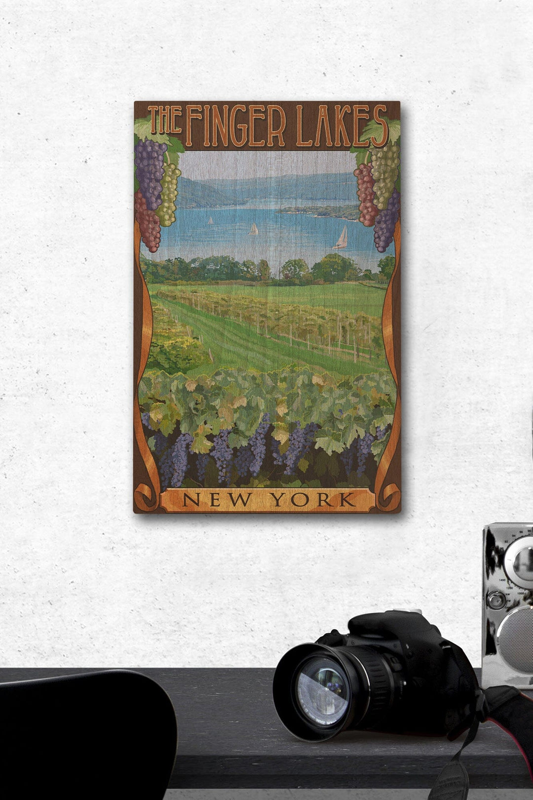 The Finger Lakes, New York, Vineyard Scene, Lantern Press Artwork, Wood Signs and Postcards Wood Lantern Press 12 x 18 Wood Gallery Print