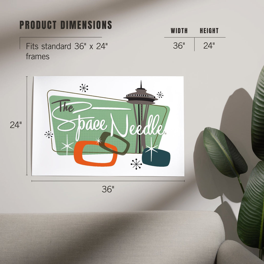 The Space Needle, Mid Century Modern, Teal Sign, Art & Giclee Prints Art Lantern Press