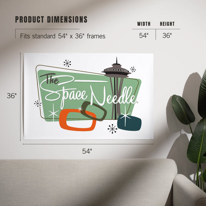 The Space Needle, Mid Century Modern, Teal Sign, Art & Giclee Prints Art Lantern Press