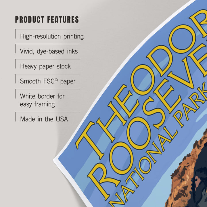 Theodore Roosevelt National Park, North Dakota, Bison Crossing River, Art & Giclee Prints Art Lantern Press