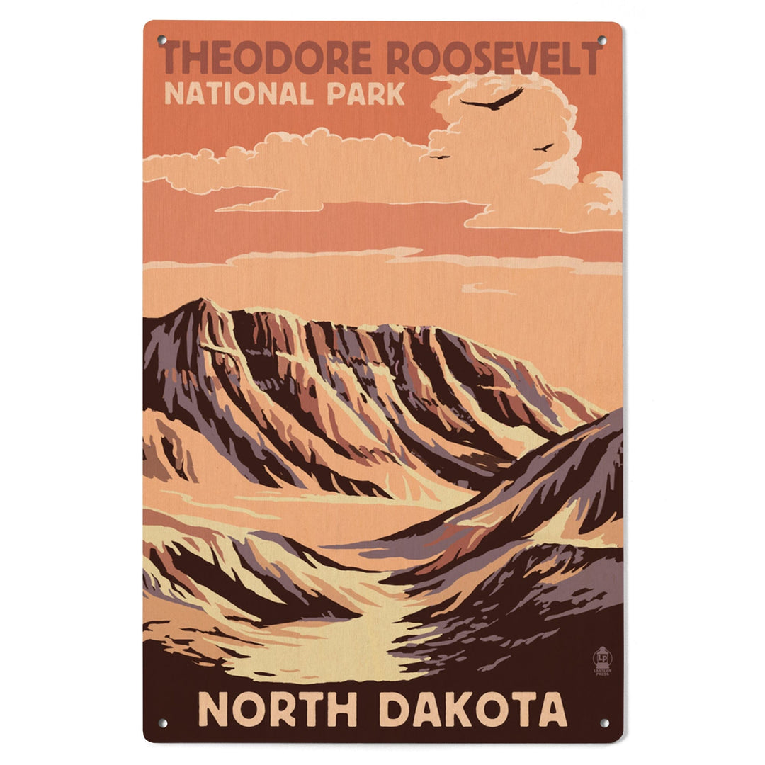 Theodore Roosevelt National Park, North Dakota, Buttes, Lantern Press Artwork, Wood Signs and Postcards Wood Lantern Press