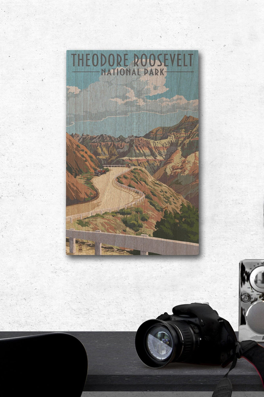 Theodore Roosevelt National Park, North Dakota, Road Scene, Lantern Press Artwork, Wood Signs and Postcards Wood Lantern Press 12 x 18 Wood Gallery Print