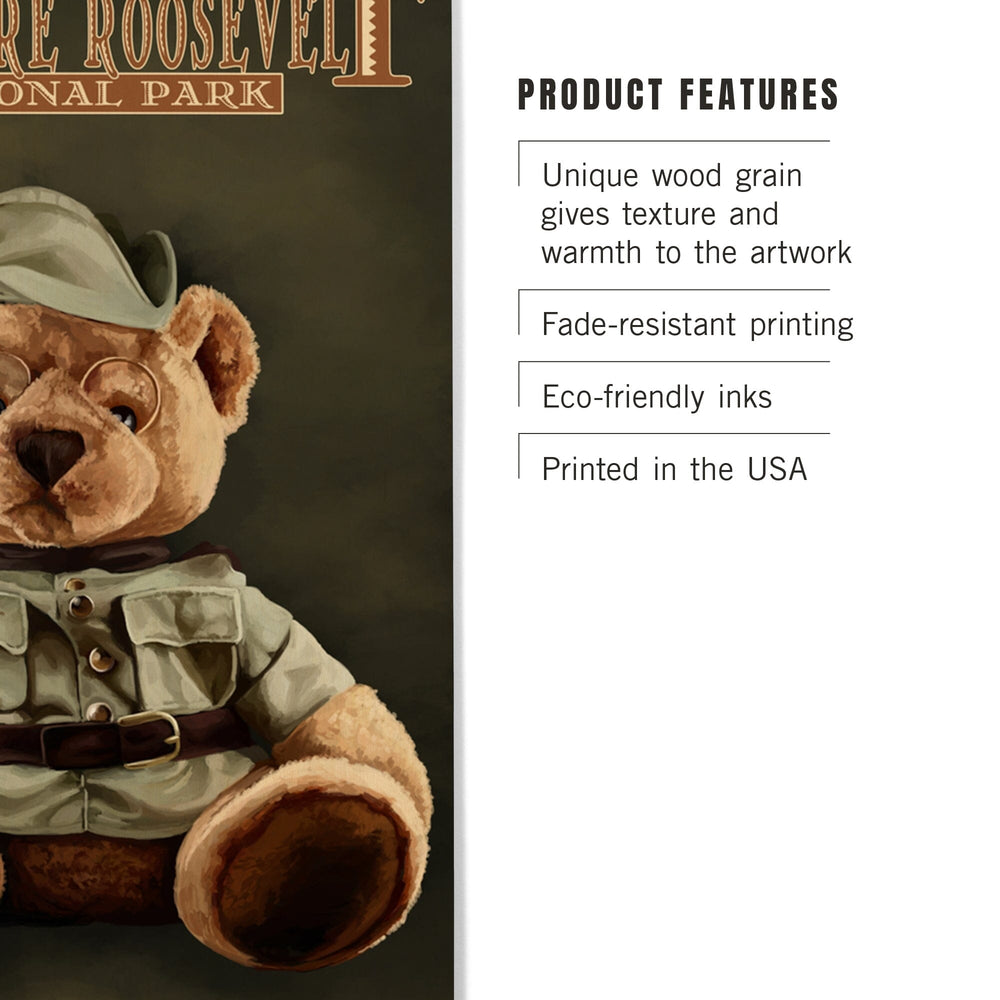 Theodore Roosevelt National Park, Teddy Bear, Lantern Press Artwork, Wood Signs and Postcards Wood Lantern Press