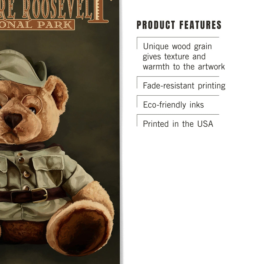 Theodore Roosevelt National Park, Teddy Bear, Lantern Press Artwork, Wood Signs and Postcards Wood Lantern Press