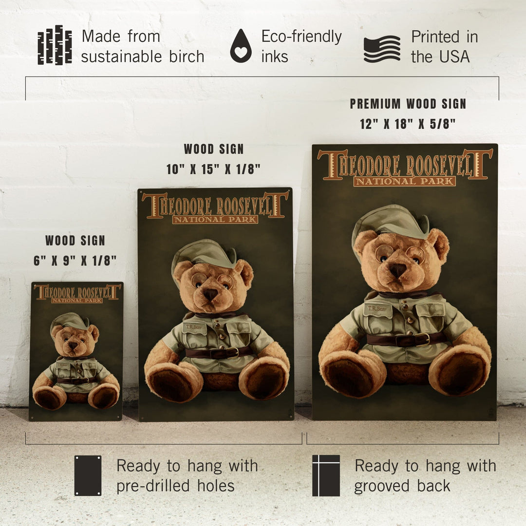 Theodore Roosevelt National Park, Teddy Bear, Lantern Press Artwork, Wood Signs and Postcards Wood Lantern Press
