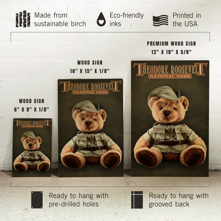 Theodore Roosevelt National Park, Teddy Bear, Lantern Press Artwork, Wood Signs and Postcards Wood Lantern Press