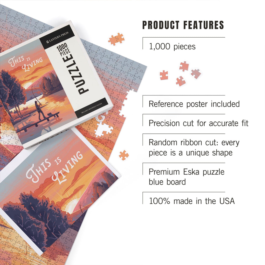 This is Living, Fishing with Hills, Jigsaw Puzzle Puzzle Lantern Press