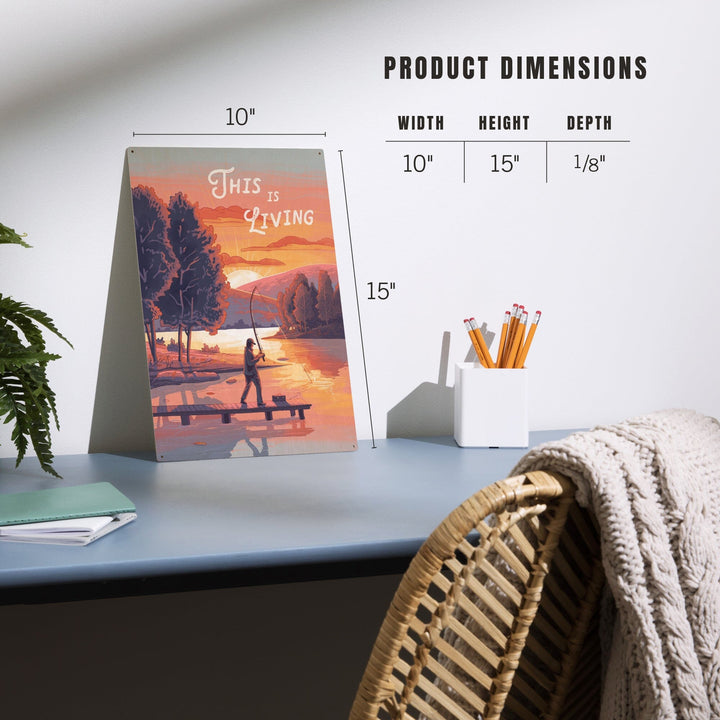 This is Living, Fishing with Hills, Wood Signs and Postcards Wood Lantern Press