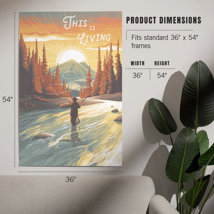 This is Living, Fishing with Mountain, Art & Giclee Prints Art Lantern Press