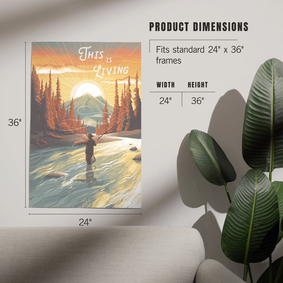 This is Living, Fishing with Mountain, Art & Giclee Prints Art Lantern Press