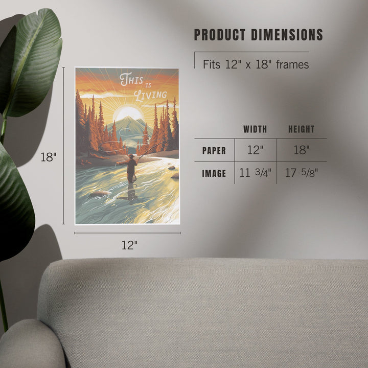 This is Living, Fishing with Mountain, Art & Giclee Prints Art Lantern Press