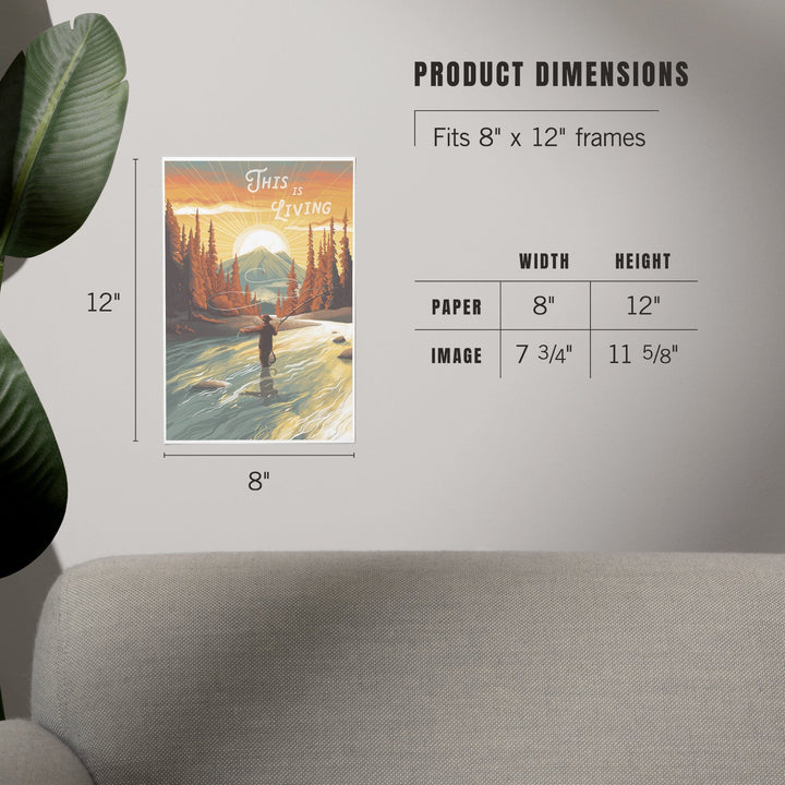 This is Living, Fishing with Mountain, Art & Giclee Prints Art Lantern Press