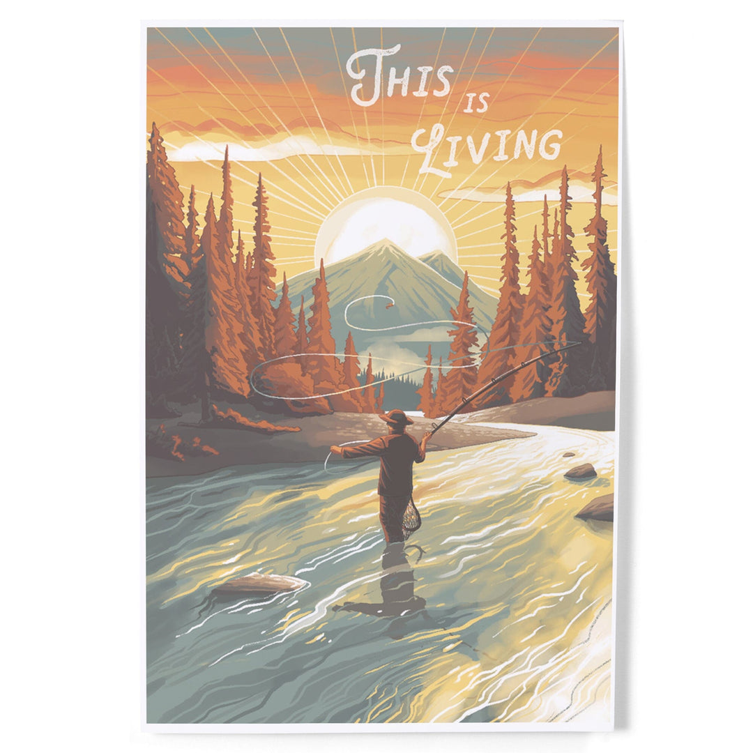 This is Living, Fishing with Mountain, Art & Giclee Prints Art Lantern Press