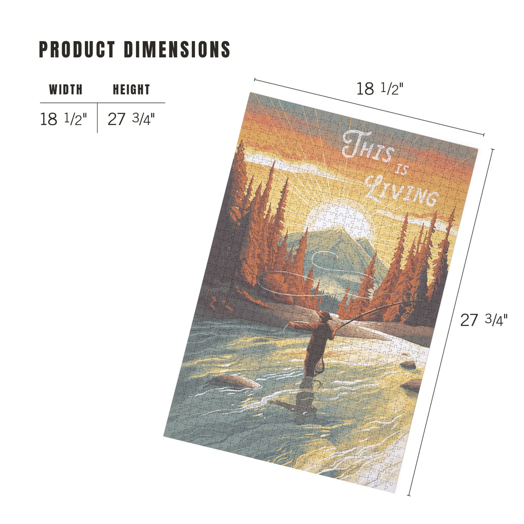 This is Living, Fishing with Mountain, Jigsaw Puzzle Puzzle Lantern Press