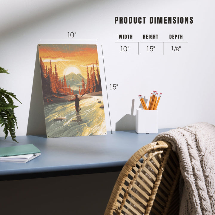 This is Living, Fly Fishing with Mountain, Wood Signs and Postcards Wood Lantern Press