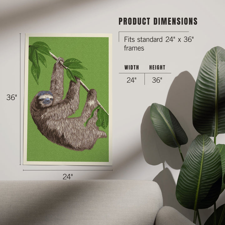 Three Toed Sloth, Letterpress, Art & Giclee Prints Art Lantern Press