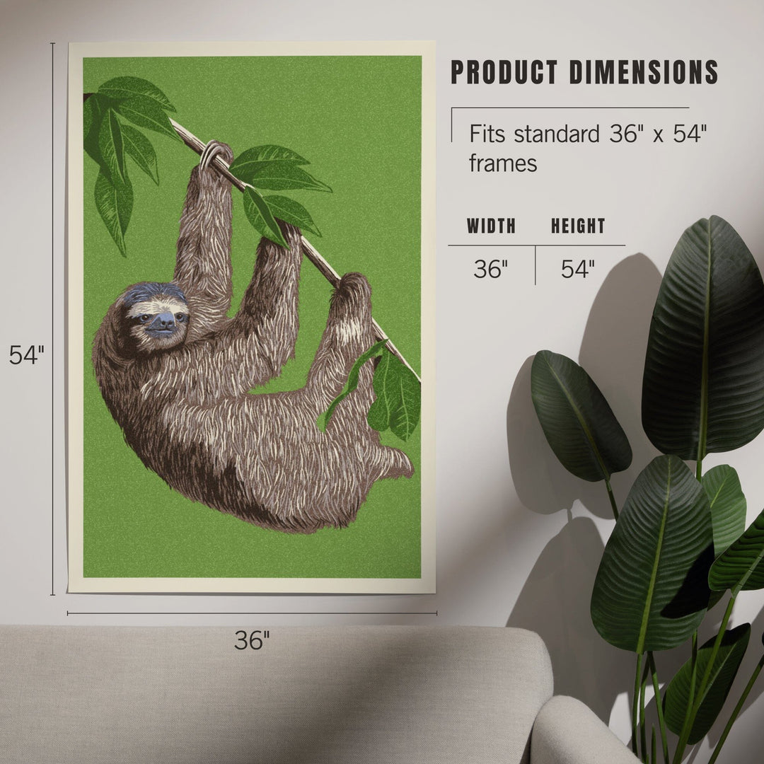 Three Toed Sloth, Letterpress, Art & Giclee Prints Art Lantern Press
