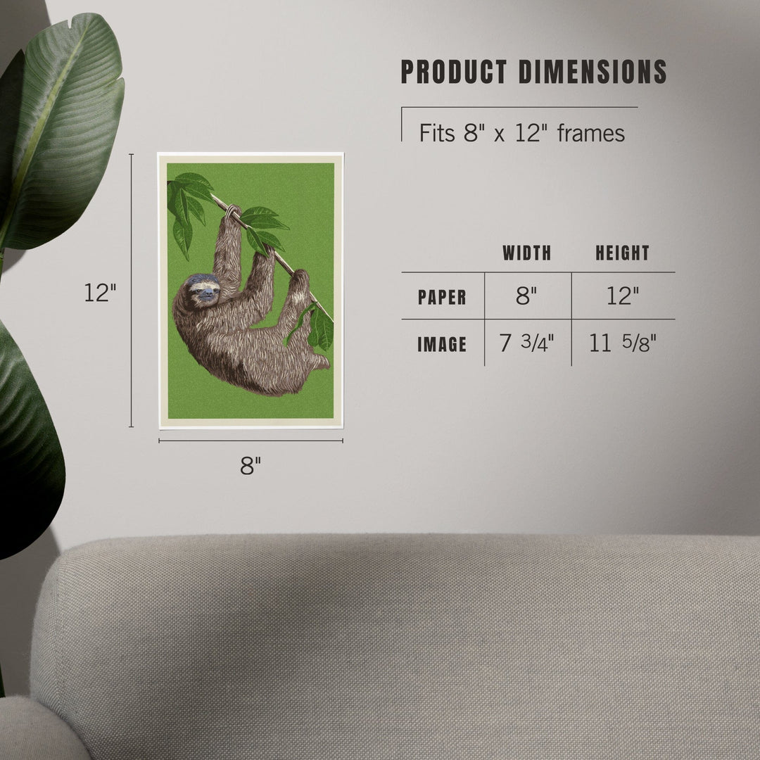 Three Toed Sloth, Letterpress, Art & Giclee Prints Art Lantern Press