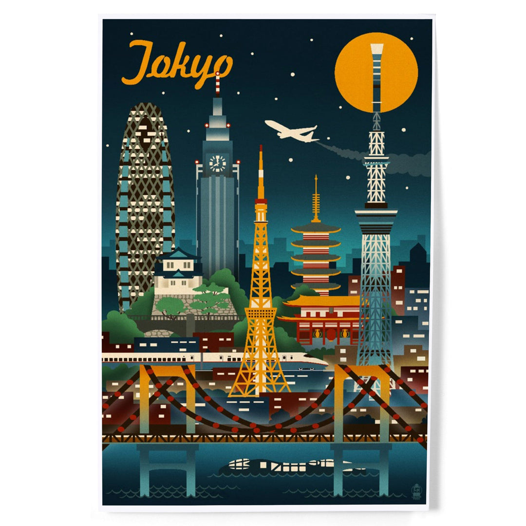 Tokyo, Japan, Retro Skyline, Art & Giclee Prints Art Lantern Press