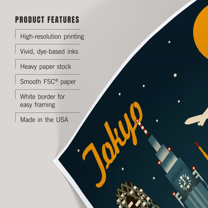 Tokyo, Japan, Retro Skyline, Art & Giclee Prints Art Lantern Press