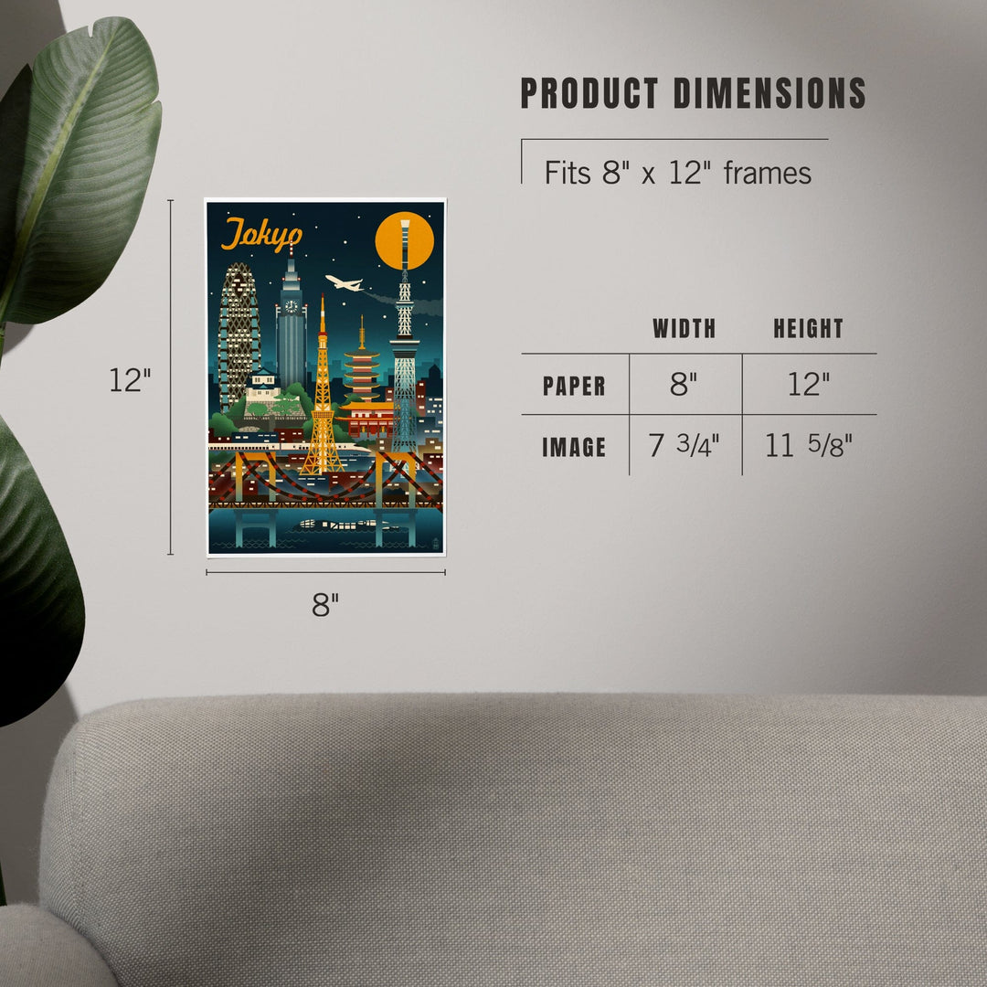 Tokyo, Japan, Retro Skyline, Art & Giclee Prints Art Lantern Press
