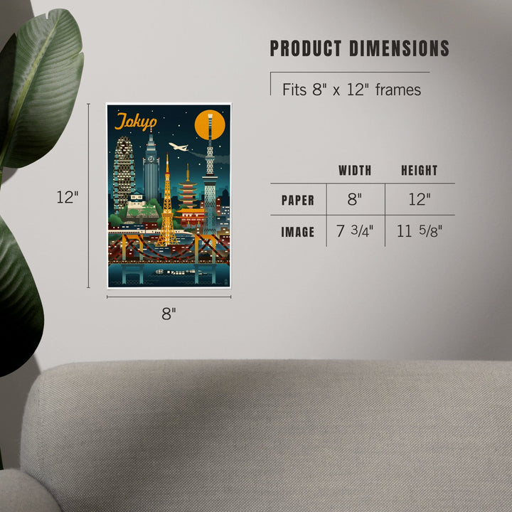 Tokyo, Japan, Retro Skyline, Art & Giclee Prints Art Lantern Press