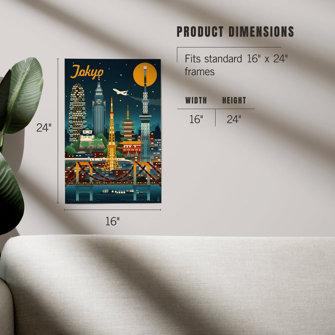 Tokyo, Japan, Retro Skyline, Art & Giclee Prints Art Lantern Press