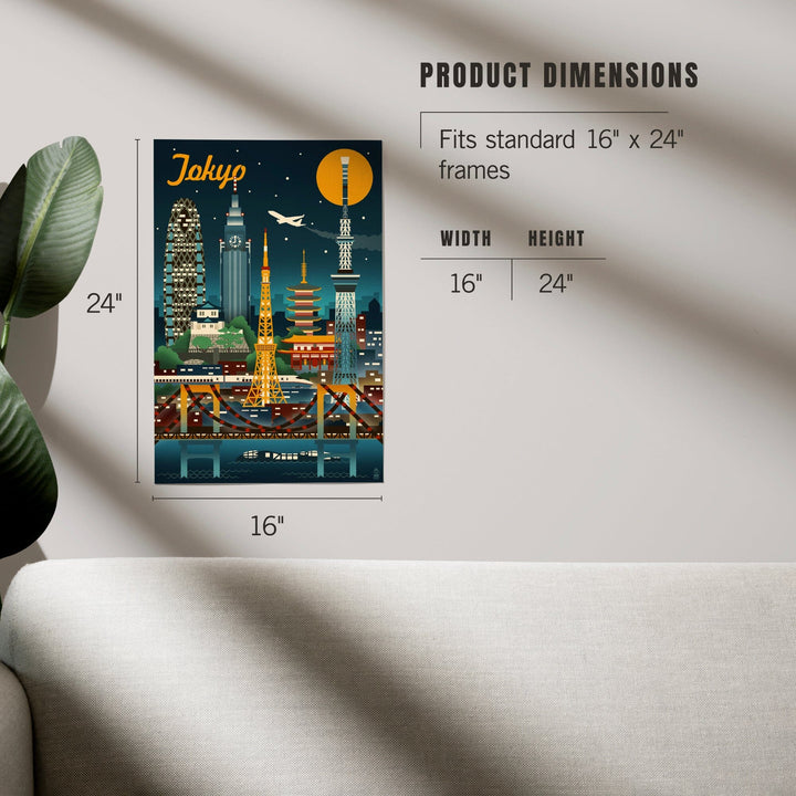 Tokyo, Japan, Retro Skyline, Art & Giclee Prints Art Lantern Press
