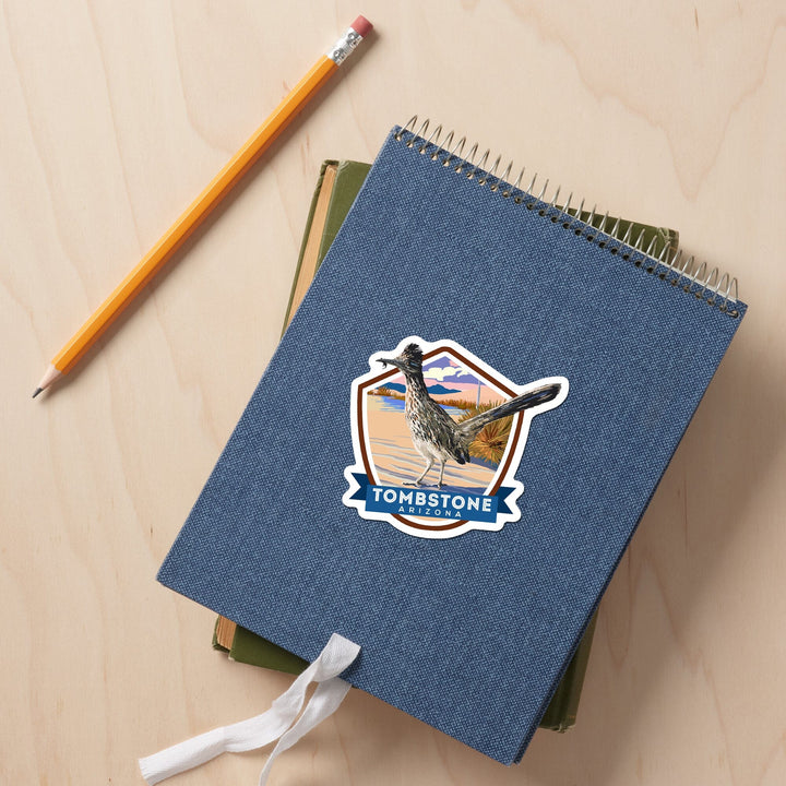 Tombstone, Arizona, Bird, Contour, Vinyl Sticker Sticker Lantern Press