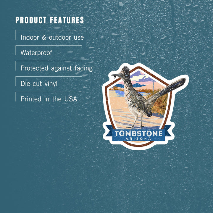 Tombstone, Arizona, Bird, Contour, Vinyl Sticker Sticker Lantern Press