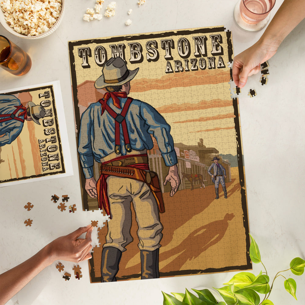 Tombstone, Arizona, Cowboy Standoff, Jigsaw Puzzle Puzzle Lantern Press