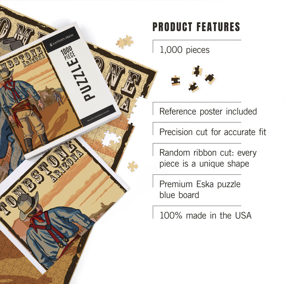 Tombstone, Arizona, Cowboy Standoff, Jigsaw Puzzle Puzzle Lantern Press