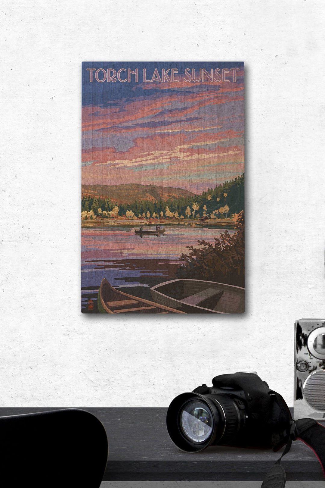 Torch Lake, Michigan, Lake Scene at Dusk, Lantern Press Artwork, Wood Signs and Postcards Wood Lantern Press 12 x 18 Wood Gallery Print