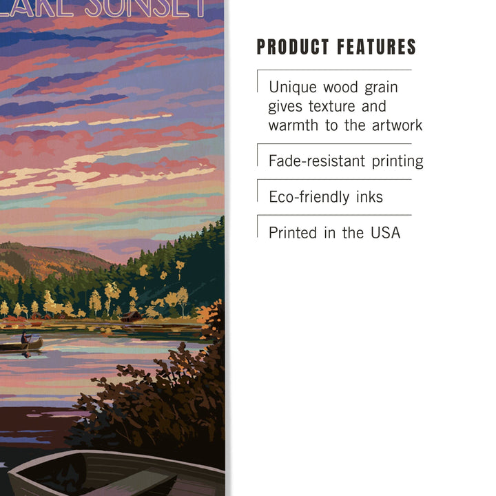 Torch Lake, Michigan, Lake Scene at Dusk, Lantern Press Artwork, Wood Signs and Postcards Wood Lantern Press