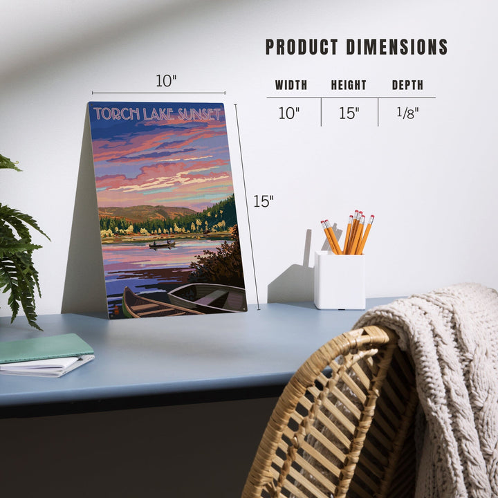 Torch Lake, Michigan, Lake Scene at Dusk, Lantern Press Artwork, Wood Signs and Postcards Wood Lantern Press