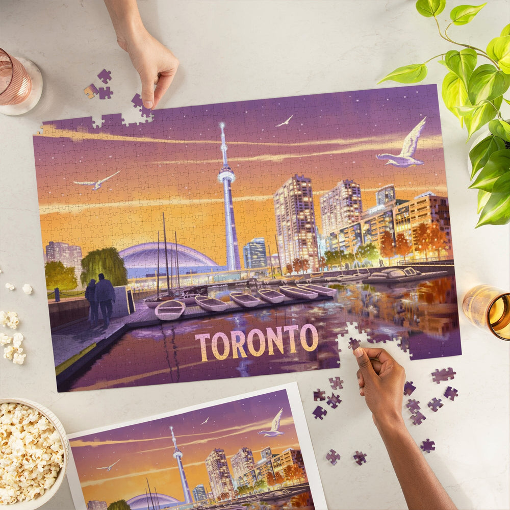 Toronto, Ontario, Oil Painting, Harbor, Jigsaw Puzzle Puzzle Lantern Press