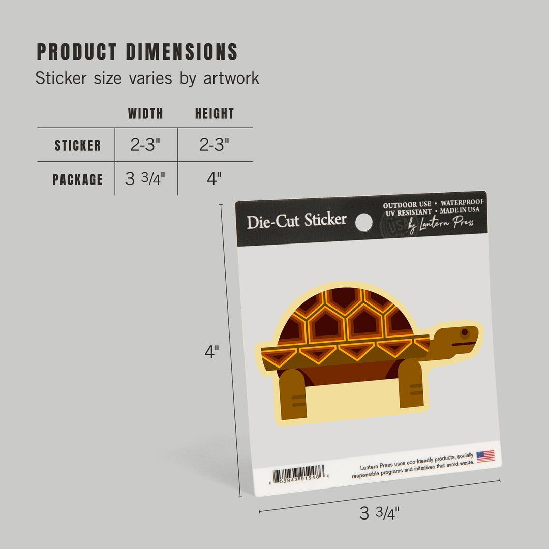 Tortoise, Geometric, Contour, Lantern Press Artwork, Vinyl Sticker Sticker Lantern Press
