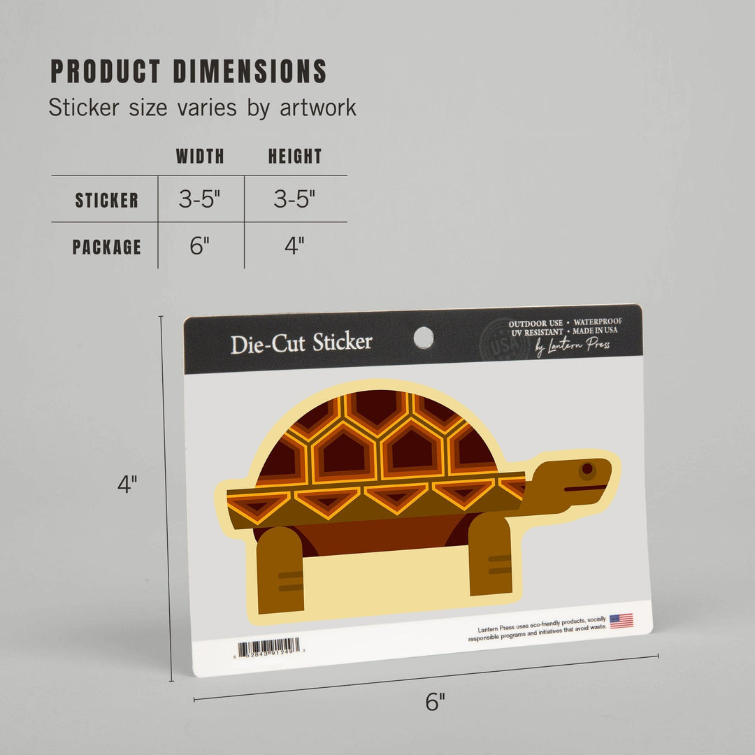 Tortoise, Geometric, Contour, Lantern Press Artwork, Vinyl Sticker Sticker Lantern Press