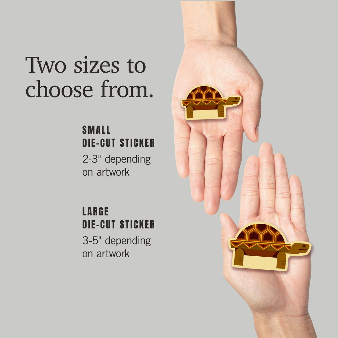 Tortoise, Geometric, Contour, Lantern Press Artwork, Vinyl Sticker Sticker Lantern Press
