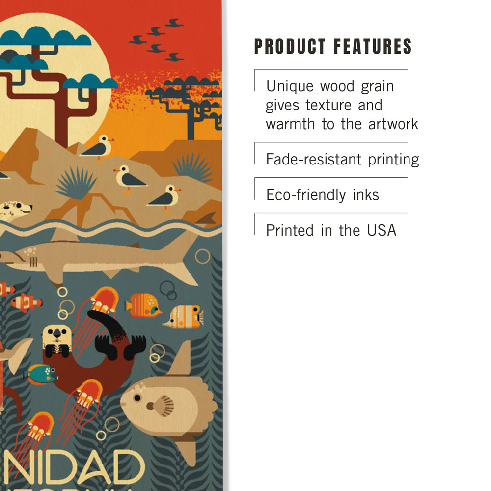 Trinidad, California, Geometric, Marine Animals, Wood Signs and Postcards Wood Lantern Press