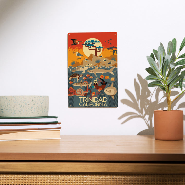 Trinidad, California, Geometric, Marine Animals, Wood Signs and Postcards Wood Lantern Press
