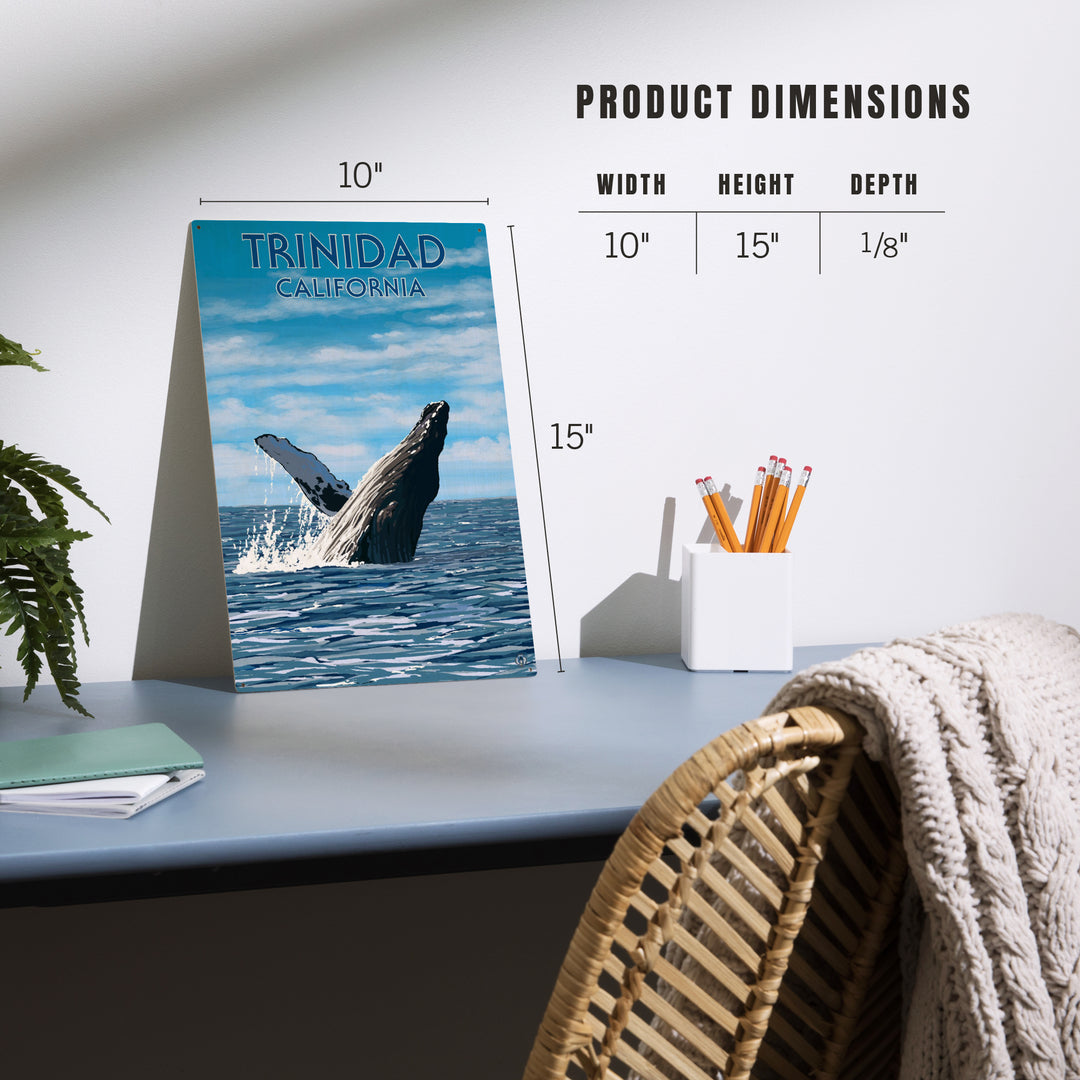 Trinidad, California, Humpback Whale, Wood Signs and Postcards Wood Lantern Press
