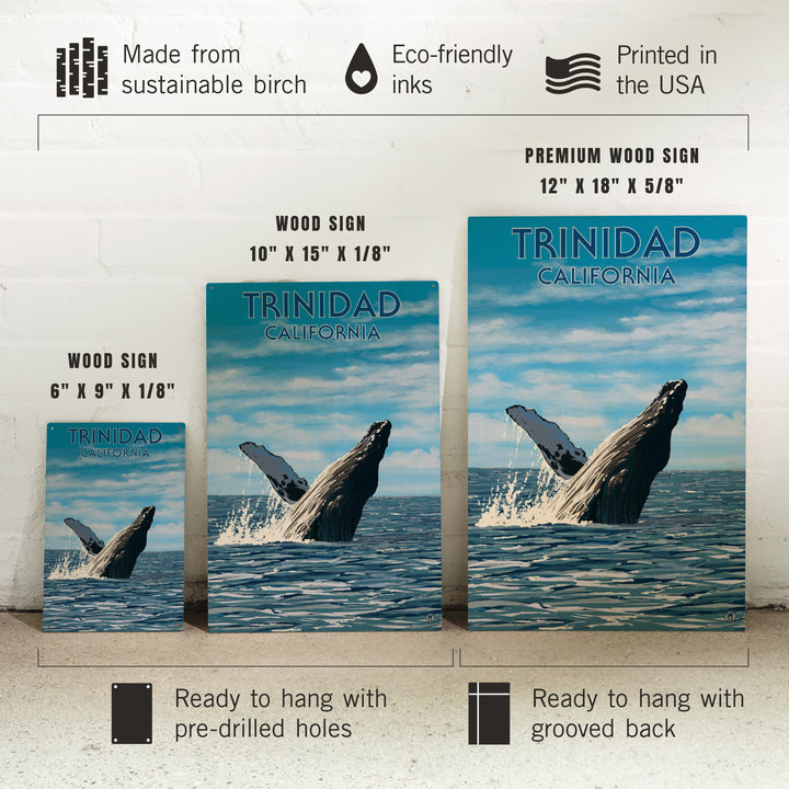 Trinidad, California, Humpback Whale, Wood Signs and Postcards Wood Lantern Press