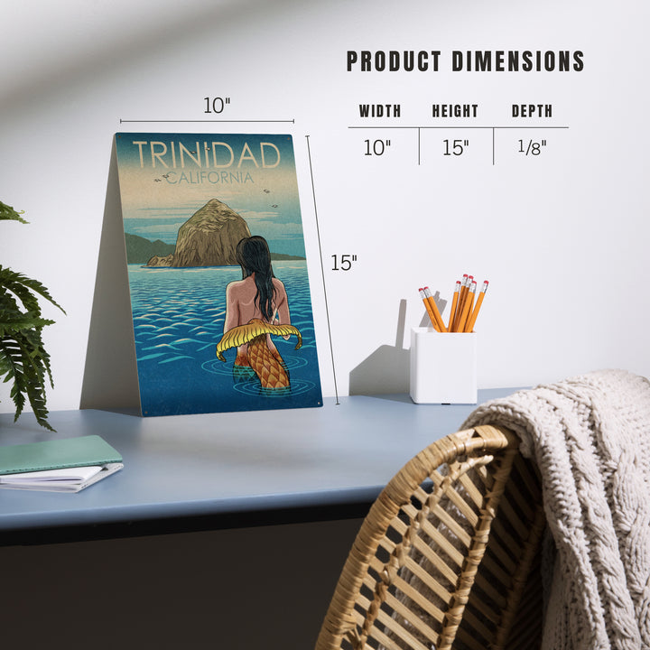 Trinidad, California, Mermaid, Woodblock, Wood Signs and Postcards Wood Lantern Press