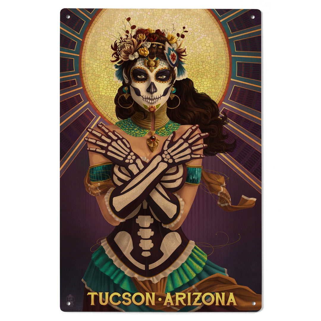 Tucson, Arizona, Day of the Dead Crossbones, Lantern Press Artwork, Wood Signs and Postcards Wood Lantern Press