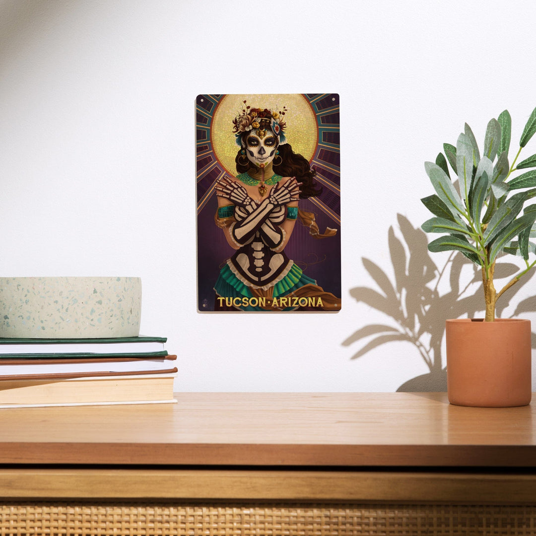 Tucson, Arizona, Day of the Dead Crossbones, Lantern Press Artwork, Wood Signs and Postcards Wood Lantern Press